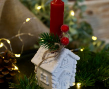 Silikon - Gießform - Lebkuchenhaus - Kerzenhalter - für Stabkerzen - Runde Dachziegel - Mittel - vielfältig nutzbar