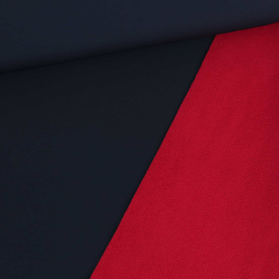 Softshell - Fleece - Uni - Stahlblau/Dunkelrot