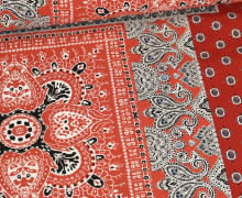Viskose - Blusenstoff - Bandana Muster - Rostorange