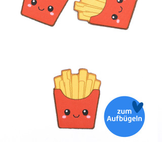 1 Label - Patch zum Aufbügeln - Pommes - Rot/Gelb
