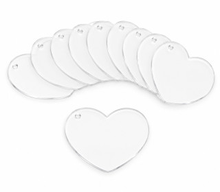 10 teiliges Acrylglasscheiben Set - Herzen - 2mm Dicke - mit Loch zum Aufhängen - für DIY Projekte & Bastelarbeiten - Transparent