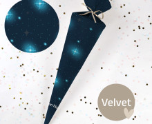 DIY-Nähset Schultüte - Weltall - Sternenhimmel - Dunkelblau - Velvet - zum selber Nähen