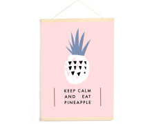 DIY-Stoffposter - Lettering - Keep calm and eat Pineapple - Rosa