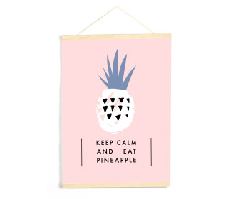 DIY-Stoffposter - Lettering - Keep calm and eat Pineapple - Rosa