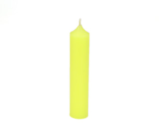 1 kurze Stabkerze - Neongelb - 10cm - Ø 2,2cm - Paraffin - Kerzenfarm Hahn