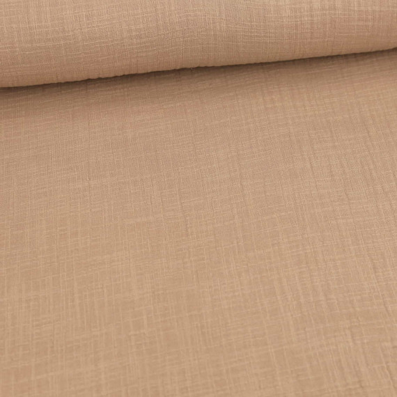 Musselin - Muslin - Double Gauze - Schnuffeltuch - Windeltuch - Uni - Slub-Garn - Camelbraun