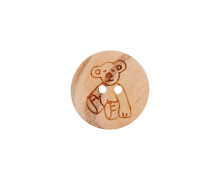 1 Holzknopf - 15mm - 2-Loch - Teddy - Natur