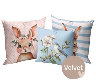 Kissenstoff - DIY - Kissen-Set - Delightful Bunnies - Velvet - abby and amy - Ostern