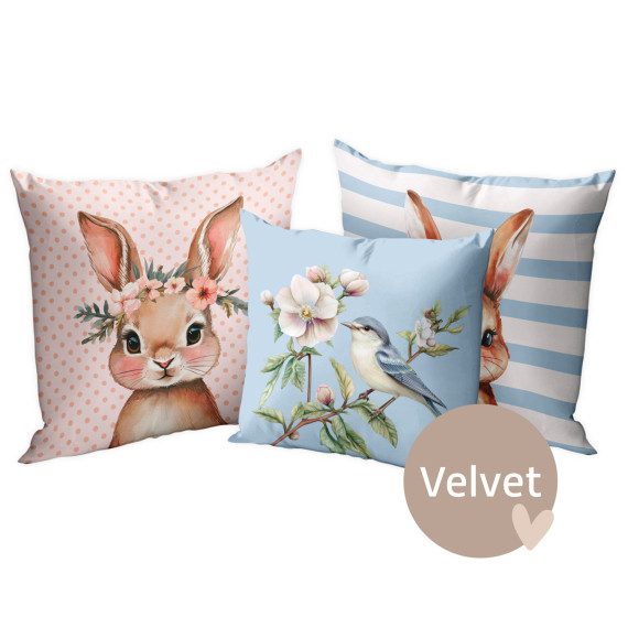 Kissenstoff - DIY - Kissen-Set - Delightful Bunnies - Velvet - abby and amy - Ostern