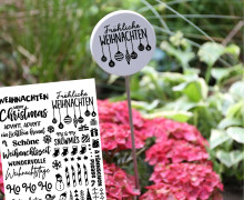 Rub-On Sticker - Weihnachtssprüche - für die Gießform - Kreis auf Stange - Kreis Klein - Tante Henni Rub-Ons - vielfältig nutzbar