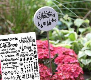 Rub-On Sticker - Weihnachtssprüche - für die Gießform - Kreis auf Stange - Kreis Klein - Tante Henni Rubon - vielfältig nutzbar