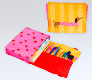 DIY-Nähset - Buch-Organizer - süßer Dackel - Rosa - Softshell - abby and amy