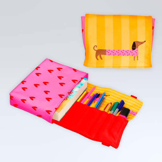 DIY-Nähset - Buch-Organizer - süßer Dackel - Rosa - Softshell - abby and amy