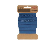 3m Endlosreißverschluss + Nicht teilbar - 6 eckige Zipper - Taubenblau