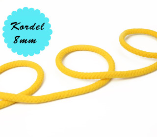 1m Hoodieband - Baumwollkordel - Uni - 8mm - Gelb