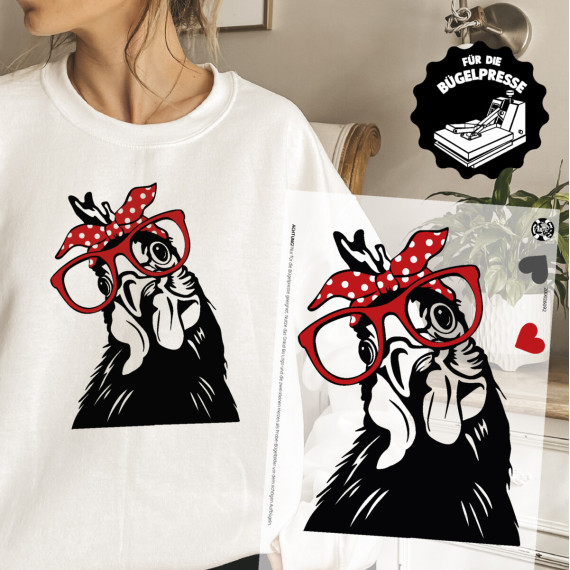 Onkel Bo\'s Bügelbilder - DIN A4 - Chicken Bandana - rot