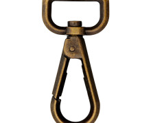 1 Karabinerhaken - Metall -  Halbeckig - 40mm - Altmessing