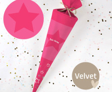 DIY-Nähset Schultüte - Stern- Pink - Velvet - zum selber Nähen