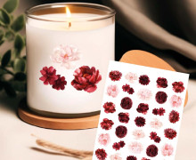 Rub-On Sticker - Burgundy Flowers - Tante Henni Rub-Ons - vielfältig nutzbar