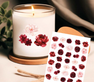 Rub-On Sticker - Burgundy Flowers - Tante Henni Rub-Ons - vielfältig nutzbar