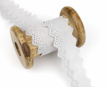 1 Meter Festonspitze - Wäschespitze - Baumwolle - 35mm - Hellgrau