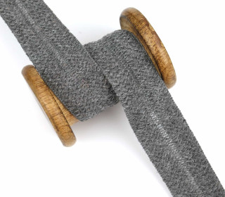 1 Meter Einfassband - Wolltresse - Falztresse - 30mm - Uni - Grau