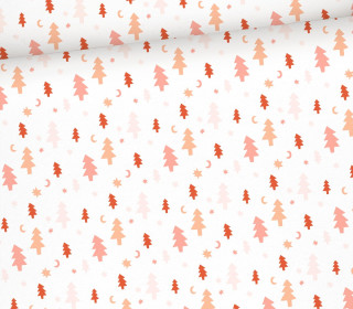 Webware - Feste Baumwolle - Half Panama - Simple Christmas Trees - Rot/Apricot - Offwhite - abby and me