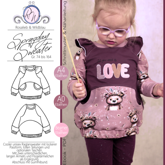 Ebook Schnittmuster SpringdaySweater unisex Gr. 74 bis 164