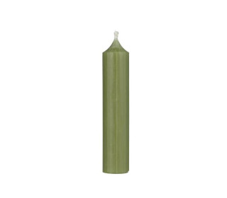 1 kleine Kerze - Kurze Stabkerze - Paraffin - 11cm - Ø 2,2cm - Moosgrün Rustikal