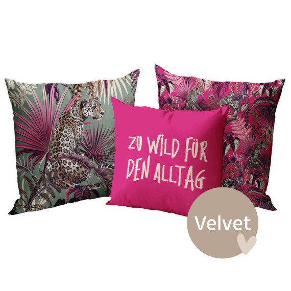 Kissenstoff - DIY - Kissen-Set - Zu Wild für den Alltag - Pink - Velvet - abby and amy