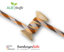 Flechtkordel - Hoodiekordel - Plaid - Flach - Twist Me - Bling Bling - Hamburger Liebe - Weiß/Orange/Taupe/Dunkelbraun