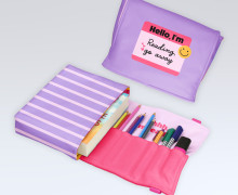 DIY-Nähset - Buch-Organizer - Hello, I'm Reading, Go Away - Rosa/Lila - Softshell - abby and amy