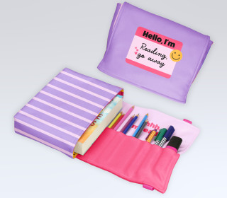 DIY-Nähset - Buch-Organizer - Hello, I'm Reading, Go Away - Rosa/Lila - Softshell - abby and amy
