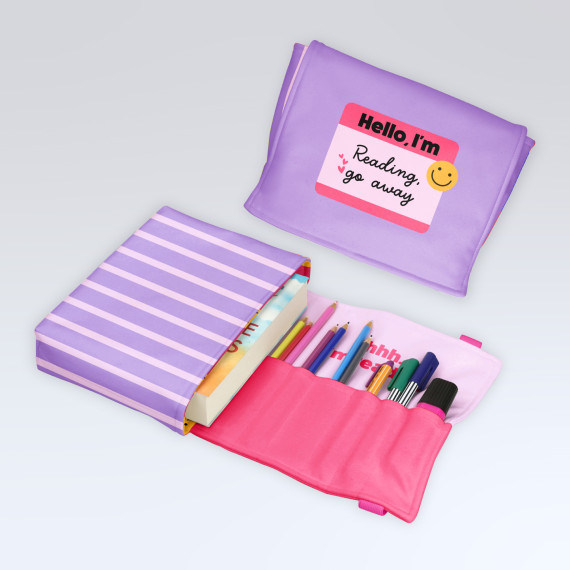 DIY-Nähset - Buch-Organizer - Hello, I'm Reading, Go Away - Rosa/Lila - Softshell - abby and amy