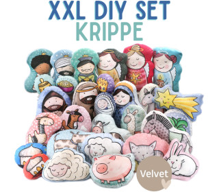 Kissenstoff - XXL DIY SET - Krippe - Komplettset - Weihnachten - formenfroh - Velvet - abby and amy - Formkissen-Set
