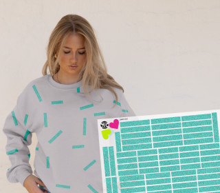 Onkel Bo's Bügelbilder - DIN A4 - Konfetti - Stripes - Glitzer Optik - Türkis