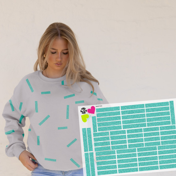 Onkel Bo's Bügelbilder - DIN A4 - Konfetti - Stripes - Glitzer Optik - Türkis