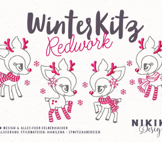 Stickdatei WinterKitz Redwork - NIKIKO - Hafenkitz