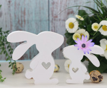 Silikon - Gießform - Stehendes Osterhasen Paar mit Bommel und Herz - Ostern - vielfältig nutzbar