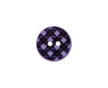1 Polyesterknopf - Rund - 23mm - 2 Löcher - Vichy-Karo - Lila