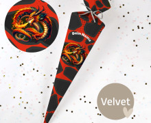 DIY-Nähset Schultüte - Feuerdrache - Velvet - zum selber Nähen