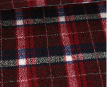 Teddy Boucle - Mantelstoff - Kariert - Bordeaux/Stahlblau/Warmweiß