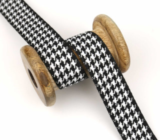 1 Meter Zierband - Dekoband - 25mm - Hahnentritt - Schwarz
