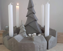 Silikon - Gießform - Moderner Adventskranz-Baustein - Häuser - für Stabkerzen - vielfältig nutzbar