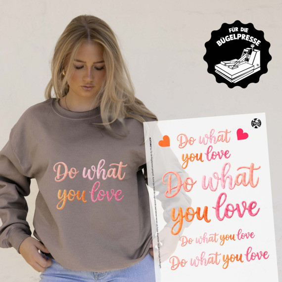 Onkel Bo's Bügelbilder - DIN A4 - Do what you love - Stickoptik - BIG