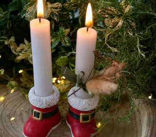 Silikon - Gießform - Weihnachtsmann Stiefel - Kerzenhalter - Set - Adventsdeko - Weihnachtsdeko - für Stabkerzen - vielfältig nutzbar