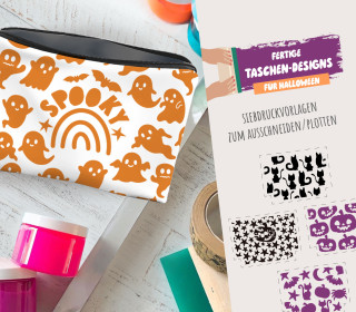 FREEBIE - Fertige Taschen-Designs - Halloween - Gruselspaß -  Siebdruck Vorlagen