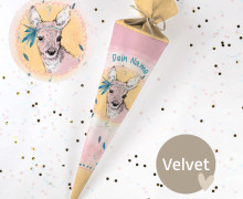 DIY-Nähset Schultüte - Reh mit Federn - Rosa - Eda&Mo - Velvet - zum selber Nähen