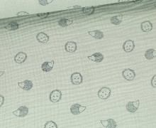 Musselin - Muslin - Double Gauze - Bedruckt - Kleine Igel - Lichtgrün