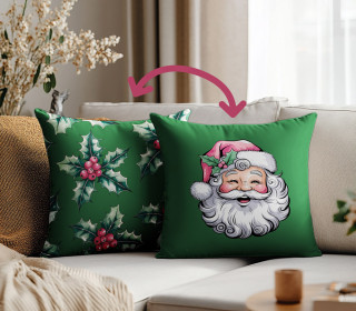 Genähtes Kissen inkl. Inlet - Ho Ho Ho - Weihnachtsmann - Dunkelgrün/Dunkelrot - Mein Hanseherz